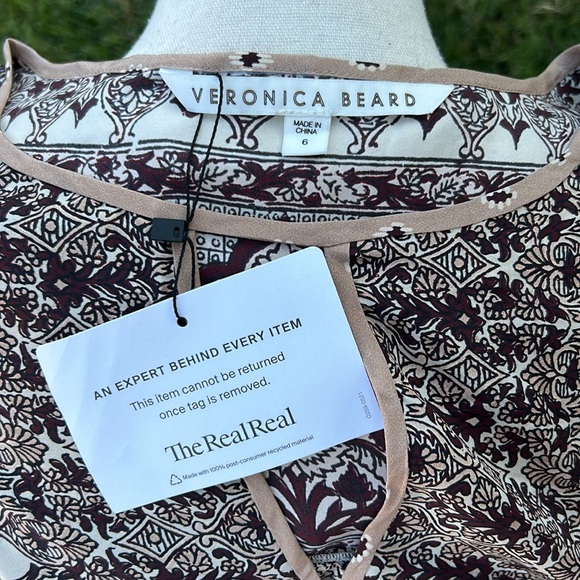 Veronica Beard Makai Print Boho Smocked Mini Dress Size 6 - Picture 5 of 15